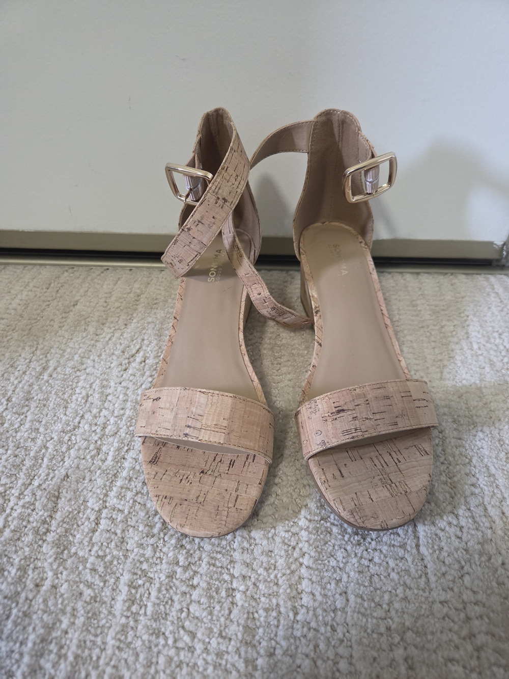 Women's Cork Ankle Strap Sandals in Nude 6.5